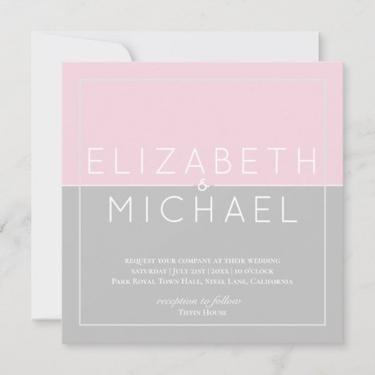 Sugar roze Gray Moderne Weddenschap Kaart (Voorkant)