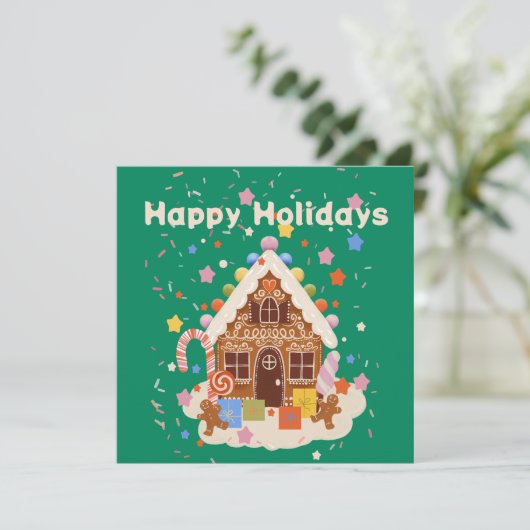 Sugar Rush: Een Gingbread Droom Feestdagenkaart (Staand voorkant)