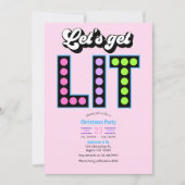 Sugar Rush Let's Get Lit Retro Christmas Party Kaart (Voorkant)