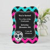 Sugar schedel chevron party kaart (Staand voorkant)