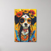Sugar schedel hond gezicht mexicaanse esthetiek canvas afdruk (Voorkant)