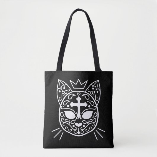 Sugar schedel kitty cat schattige gothic mode stij tote bag (Voorkant)