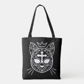 Sugar schedel kitty cat schattige gothic mode stij tote bag (Achterkant)