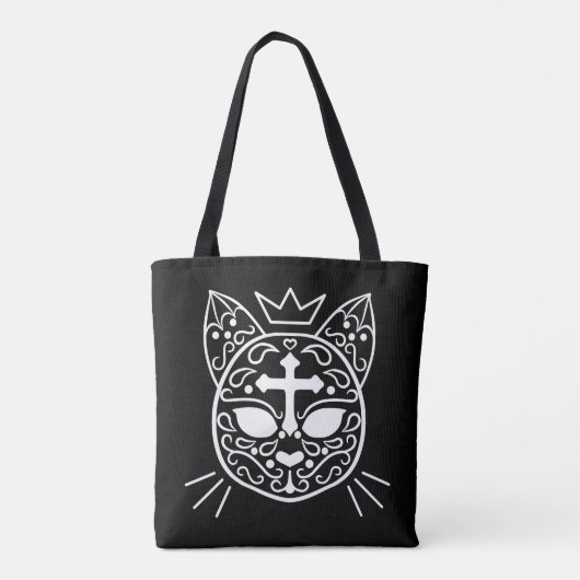 Sugar schedel kitty cat schattige gothic mode stij tote bag (Achterkant)
