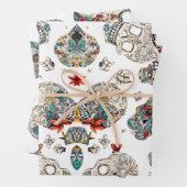 Sugar schedel patronen wrapping Sheet Set van 3 Inpakpapier Vel (In situ)