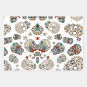 Sugar schedel patronen wrapping Sheet Set van 3 Inpakpapier Vel (Voorkant)