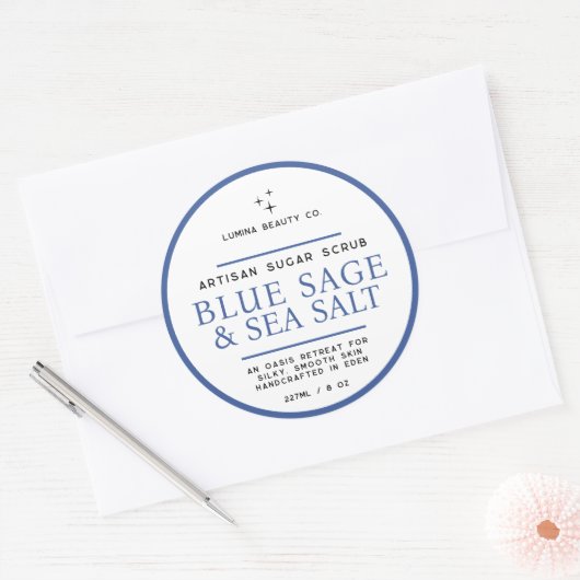 Sugar scrub label simple blue sage white (Envelop)