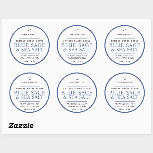Sugar scrub label simple blue sage white (Vel)