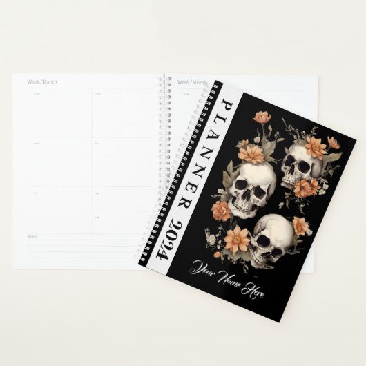 Sugar Sculls Black Planner 2024 Bloemen (Display)