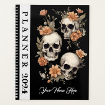 Sugar Sculls Black Planner 2024 Bloemen