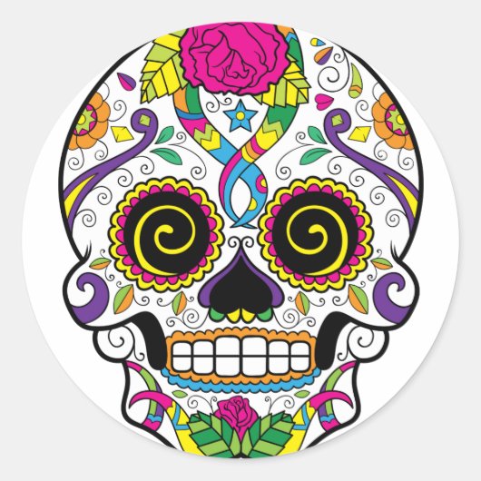 Sugar Skull 44 vierkante en ronde Stickers (Voorkant)