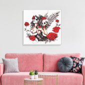 Sugar Skull Angel Canvas Afdruk (Insitu (Woonkamer))