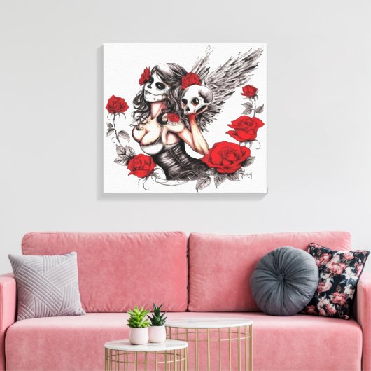 Sugar Skull Angel Canvas Afdruk (Insitu (Woonkamer))