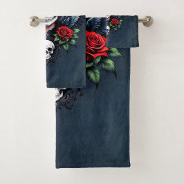 Sugar Skull Angel met Rozen. Bad Handdoek