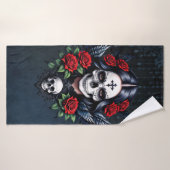 Sugar Skull Angel met Rozen. Badhanddoek (Badhanddoek)