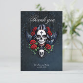Sugar Skull Angel met Rozen. Bedankkaart (Staand voorkant)