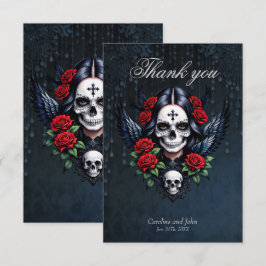 Sugar Skull Angel met Rozen. Bedankkaart