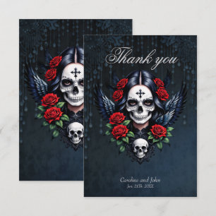 Sugar Skull Angel met Rozen. Bedankkaart