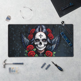 Sugar Skull Angel met Rozen. Bureaumat