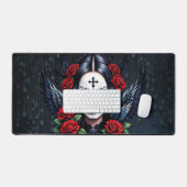 Sugar Skull Angel met Rozen. Bureaumat (Keyboard & Muis)