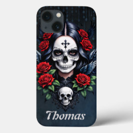 Sugar Skull Angel met Rozen. Case-Mate iPhone Case