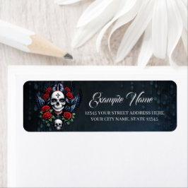Sugar Skull Angel met Rozen. Etiket