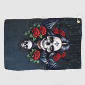 Sugar Skull Angel met Rozen. Golfhanddoek (Horizontaal)