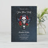 Sugar Skull Angel met Rozen. Kaart (Staand voorkant)