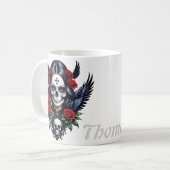 Sugar Skull Angel met Rozen. Koffiemok (Voorkant links)