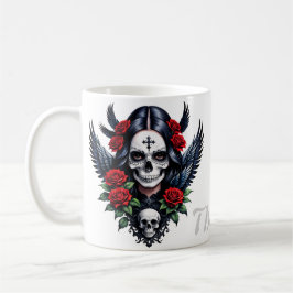 Sugar Skull Angel met Rozen. Koffiemok