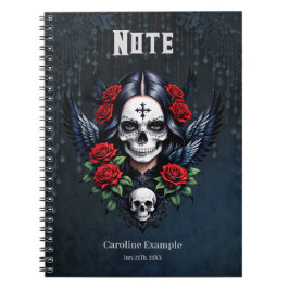 Sugar Skull Angel met Rozen. Notitieboek