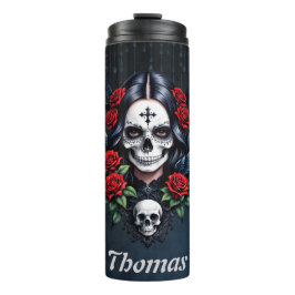 Sugar Skull Angel met Rozen. Thermosbeker