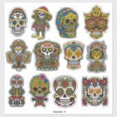 Sugar Skull Art 12 Stuk Folk Art Pack Sticker (Vel)