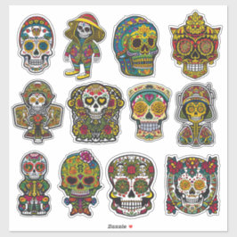 Sugar Skull Art 12 Stuk Folk Art Pack Sticker