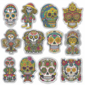 Sugar Skull Art 12 Stuk Folk Art Pack Sticker (Voorkant)