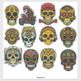 Sugar Skull Art 12 stuk  Pack Sticker