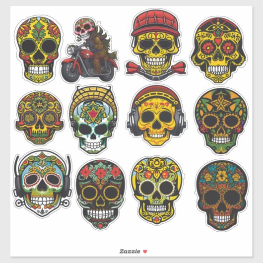 Sugar Skull Art 12 stuk  Pack Sticker (Vel)