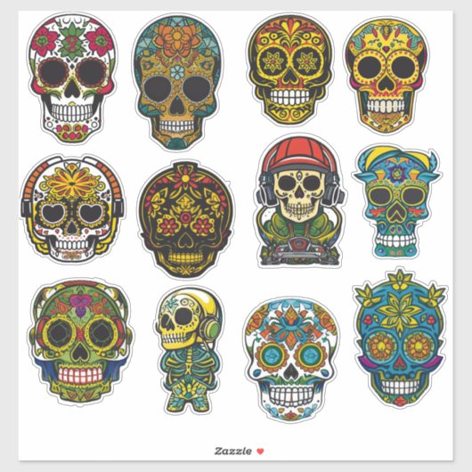 Sugar Skull Art 12 stuk viering Pack Sticker (Vel)