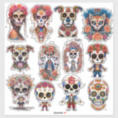 Sugar Skull Art 12 stuk Waterverf Pack Sticker (Vel)