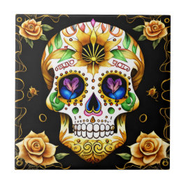 Sugar Skull Art - Artistiek Erfgoed Tegeltje