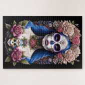 Sugar Skull Art - Bloeiende schoonheid Legpuzzel (Horizontaal)
