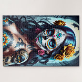 Sugar Skull Art - Bloeiende schoonheid Legpuzzel (Horizontaal)