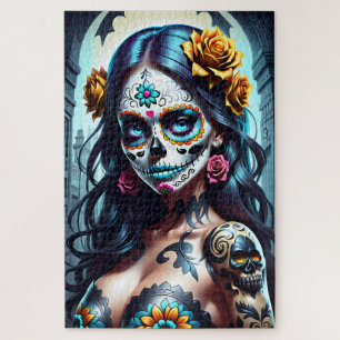 Sugar Skull Art - Bloeiende schoonheid Legpuzzel