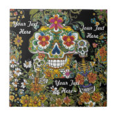 Sugar Skull Art Blooming Botten  Tegeltje (Voorkant)