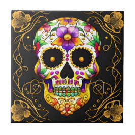 Sugar Skull Art - Boeiende Dia de los Muertos Tegeltje