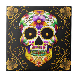 Sugar Skull Art - Boeiende Dia de los Muertos Tegeltje