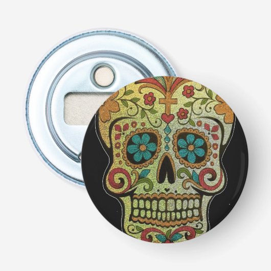 Sugar Skull Art Button Flesopener (Voorkant)