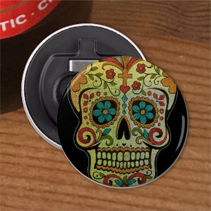 Sugar Skull Art Button Flesopener