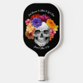 Sugar Skull Art Collage Kleurrijke Bloemen op Zwar Pickleball Paddle (Voorkant)