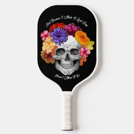 Sugar Skull Art Collage Kleurrijke Bloemen op Zwar Pickleball Paddle (Voorkant)
